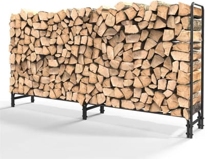 Thuys – Haardhoutopslag – Houtopslag Buiten – Brandhoutrek – Houtberging – 233 x 35 x 118cm – Zwart