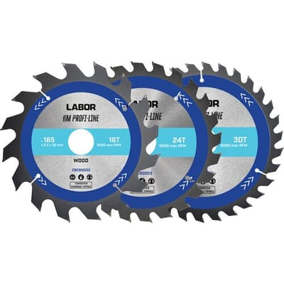 Labor HM cirkelzaagblad hout 165x30x2,2mm - 16,24,30T (3 Stuks)