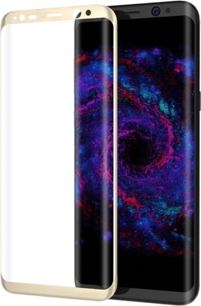 Screenprotector geschikt voor Samsung Galaxy S8 - Edged (3D) Tempered Glass Screenprotector Goud 9H