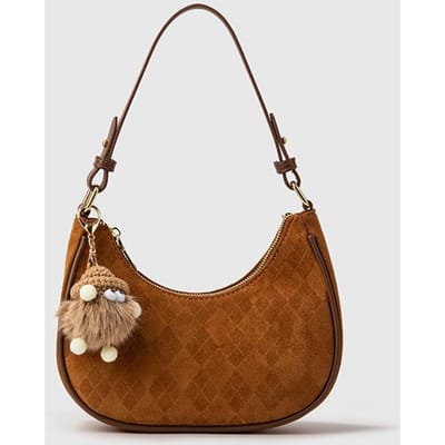 Schoudertas met één schouderband Niche Mat Textuur Crossbody Halvemaan Tas Dames Kleine Tas No doll brown