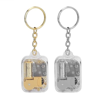 2 stuks Mini Muziekdoos Sleutelhanger Exquise Hanger Sleutelhanger Huisdecoratie Cadeau white