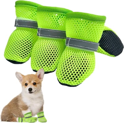 Ademende en Reflecterende Honden Sokken - Zachte Boots voor Wandelen en Bescherming van Gewonde Pootjes in Warm Weer (S)