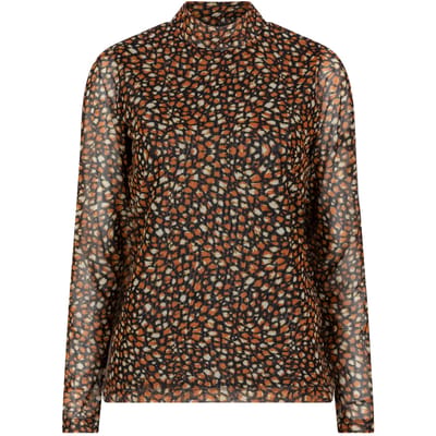 EsQualo Top Mesh Wild Print Print Maat: XS | Longsleeves Outlet | Dames | Oranje