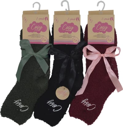 Huissokken Dames 2 paar - cosy socks - Maat 36-41/TU- Anti-slip