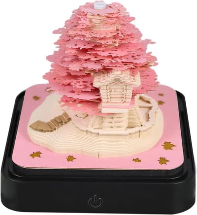 3D Notities Kalender, Bureau Kalender met Boomhut Papercutting 2026, Weekkalender voor Kerst en Huiswarming, Hoogwaardige Papierkwaliteit (ROZE)