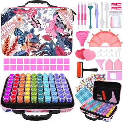 MKSS® Diamond Painting Accessoires - Opbergdoos - Sorteerdoos voor Volwassenen en Kinderen - Bloemen Koffer - Multikleur