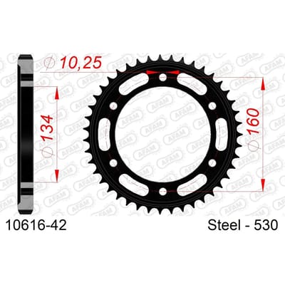 Stalen tandwiel Afam 530 42 dents