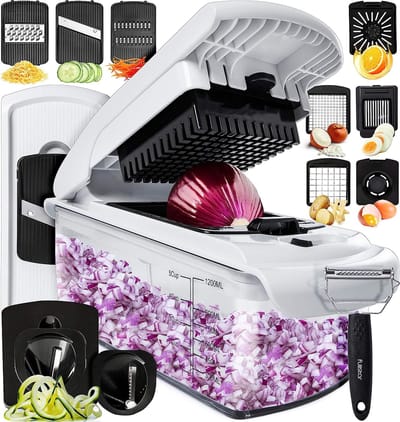 Luxe Multifunctionele Groentesnijder met Schaal - Mandoline - Uiensnijder - Frietsnijder – Groentensnijder met Anti-slip mat