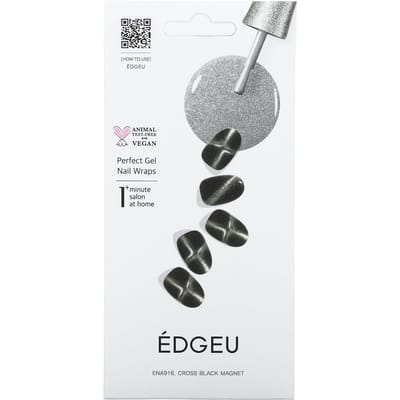 Edgeu, Perfect Gel Nail Wrap, Aimant noir en forme de croix ENA 916, lot de 19 pièces