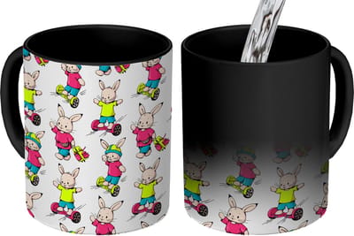 Magische Mok - Foto op Warmte Mokken - Koffiemok - School - Konijnen - Dieren - Kinderen - Patronen - Magic Mok - Beker - 350 ML - Theemok