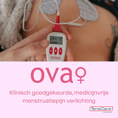 TensCare - Ova | menstruatie pijnverlichting | menstruatie pijn apparaat | TENS apparaat tegen Endometriose | Menstruatie & endometriose pijnverlichting | 4 Vooraf Ingestelde Programma's | Oplaadbare Batterij