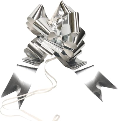 Santex trouwauto lint met strikjes - Bruiloft - zilver - just married - autodecoratie set