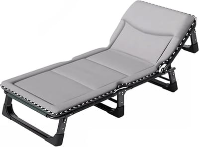 Vouwbed Kamperen - Opklapbaar Bed - Ontspannen Buiten - Verstelbare Rugleuning - 190 x 75 cm - Grijs