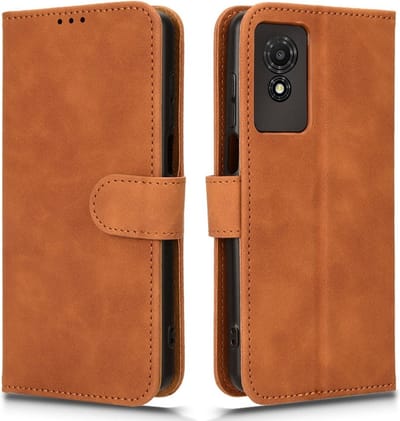 Coverup Hoesje - Geschikt voor TCL 501 Hoesje - Coverup Book Case - Bruin