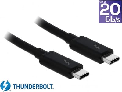 Thunderbolt 3 kabel met Cypress E-Marker chipset - 20 Gbps / zwart - 1 meter
