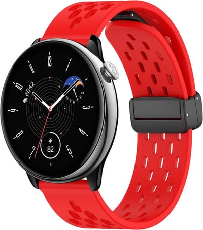 Siliconen bandje - geschikt voor Garmin Venu (2 Plus) / Venu SQ (2) / Vivomove (Style - Sport) / Vivoactive 3 / 5 / 6 / Forerunner 55 / 165 / 245 / 645 / 570 - 42mm - rood