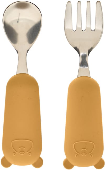 Atmosphera Yum Kinder Bestekset - Vork en Lepel - 8x17x2cm - Oker