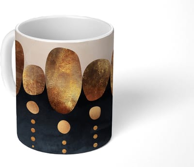 Mok - Koffiemok - Goud - Abstract - Luxe - Mokken - 350 ML - Beker - Koffiemokken - Theemok