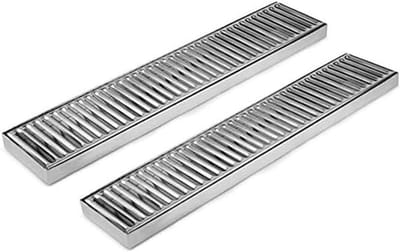 Roestvrijstalen Opvangbak, Rechthoekige Lekbak, Eenvoudig te Reinigen Oplossing Tegen Morsen, RVS Lekrooster voor Bier en Cocktails, Verwijderbare Barmat 50 x 10 cm (Set van 2 Stuks)