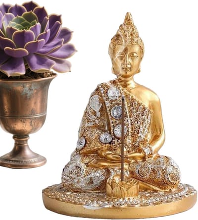 Kleine Boeddha Beeldjes - Hars Ornamenten - Meditatie Decoratie - Zen Geïnspireerd - 7.5 x 7.5 x 9.5 cm