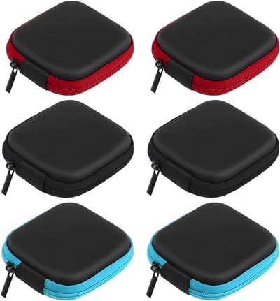 Stoffen hoofdtelefoon-opbergtas met ritssluiting - Waterdichte organizer voor oordopjes, kabels en opladers in diverse kleuren (rood, blauw, zwart)