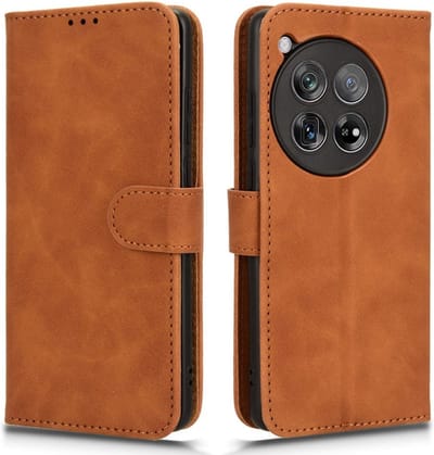 Coverup Hoesje - Geschikt voor OnePlus 12R Hoesje - Coverup Book Case - Bruin