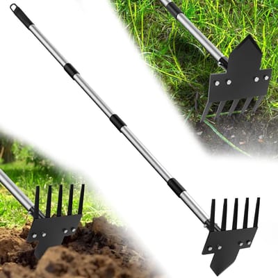 Tuingereedschap 2-in-1 - Schoffel onkruidtrekker - Onkruid wieden - Verstelbare steel - 43-147 cm - Zwart