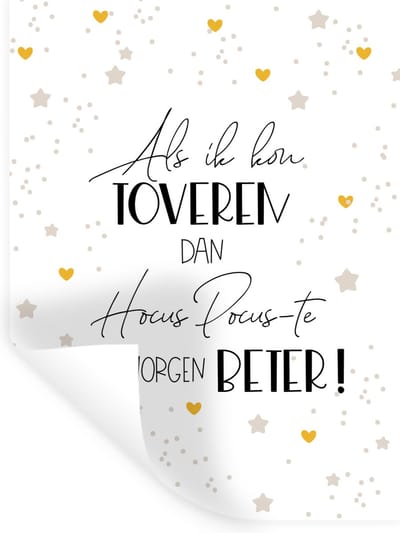 Muurstickers - Sticker Folie - Beterschap - Spreuken - Stippen - Hocus pocus - 30x40 cm - Plakfolie - Muurstickers Kinderkamer - Zelfklevend Behang - Zelfklevend behangpapier - Stickerfolie