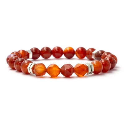 Bixorp Gems Vuur Agaat Edelstenen Armband - 8mm / 18cm - Ronde & Hoekige Kralenarmband