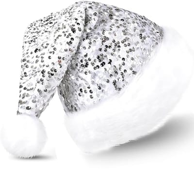 Dailygoods- Kerstmuts Pluche - Feesthoed met Pailletten - Dikke Bontrand - Voor Volwassenen - Zacht Materiaal - Geschikt voor Mannen/Vrouwen - Kersthoed