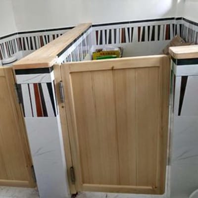 Houten Scharnierdeuren - Dubbele Deuren - Ruimtes Verdelen - Automatische Sluiting - 70x90CM - Natuurlijk Hout