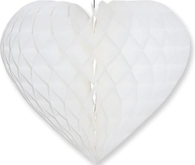 Bellatio Decorations - Decoratie ophang hartje papier - wit - 15 x 18 cm - Bruiloft