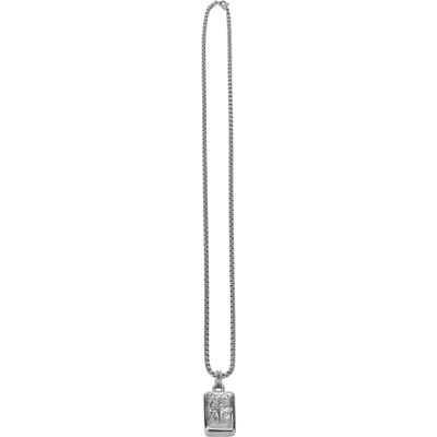 Collier Unisexe en Acier Titane Rétro Pendentif Collier Motif Croisé Rectangulaire Couleur Acier gray