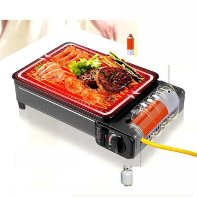 Linkforu – Gas Barbeque – Grillplaat - Compacte TafelBBQ - Grill – Draagbaar – Butaangas - Binnen- en Buitengrill - BBQ Rooster