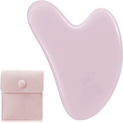 Gua Sha Massage Tool voor Gezicht en Lichaam - Jade Scraping Steen voor Acupunctuur en Ontspanning, Ideaal voor Huidverzorging en Wellness (Roze)