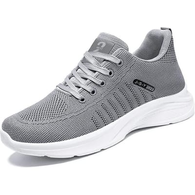 sport herenschoenen in effen kleur, geen zweetvoeten, zachte zolen en lichtgewicht mesh casual schoenen 39 gray