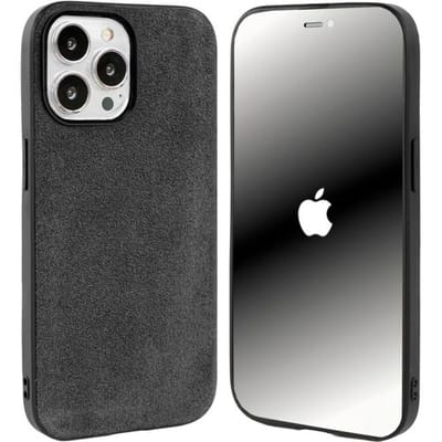 Coverzs Alcantara & TPU Magneet hoesje geschikt voor iPhone 13 Pro hoesje - kunstleren telefoonhoesje - kwalitatieve backcover - duurzaam Alcantara kunstleren materiaal - telefoonhoesje met camerabumper (zwart)