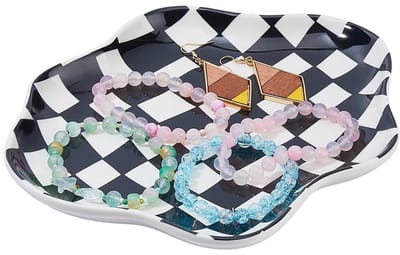 Dailygoods- Sieraden Schotel Compact - Decoratieve Sieraden Plaat - Sleutelhanger Houder - Oorbellen Organizer - Ringenhouder - Gerenoveerd Ontwerp - Sieradenhouder