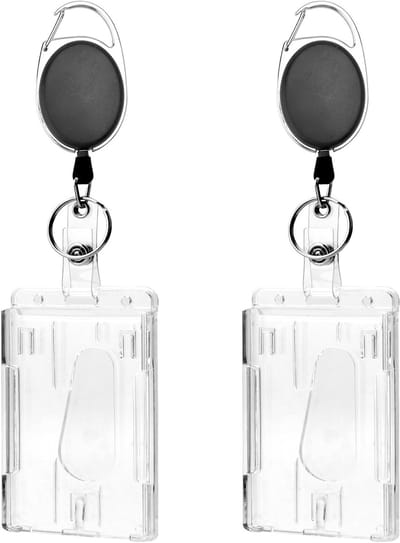 ID Kaart Houder met Clip - Hard Plastic Bescherming voor Studenten, Werknemers en ID Kaarten - Verticale Badge Houder voor School en Kantoor
