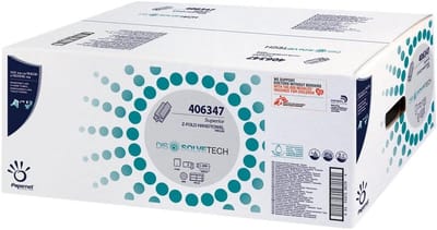 Papernet 406347 DISSOLVETECH Z-gevouwen handdoek, Pure Cellulose, Wave reliëf, 2-Ply, Wit (Pak van 4000)