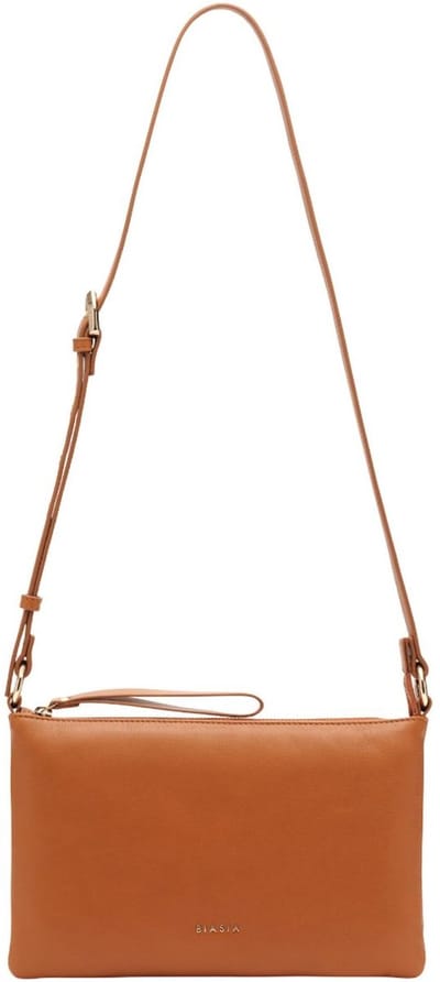 Biasia Flat Crossbodytas Kleine Dames - Leer - Cognac