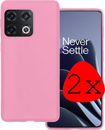 Hoesje 2 Stuks - Geschikt voor OnePlus 10 Pro - Sterk & Shockproof - Case Siliconen - Back Cover - Telefoon Hoes - Lichtroze