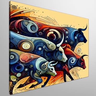 Abstract vee schilderij | Vormeloze dieren: een verbeelding van kleurrijke abstracte creaties | Kunst - 20x20 centimeter op Canvas | Foto op Canvas