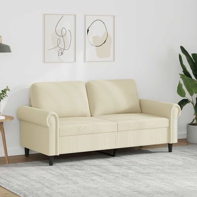 vidaXL - Tweezitsbank - 140 - cm - kunstleer - crèmekleurig