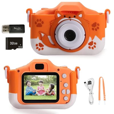 X5S Digitale Camera voor Kinderen HD 1080P 20MP Kinder Vos Camera USB-oplader Ingebouwde Camera met Spelletjes Schokbestendige Siliconen Beschermhoes