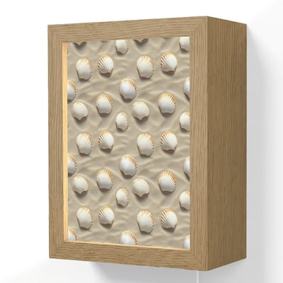 Wandlamp 15x20 cm - Oplaadbaar - Schelpen - Zand - Maritiem - Wandlampen binnen woonkamer - Slaapkamer lamp met kabel - Decoratieve nachtlamp - Vloerlamp snoer