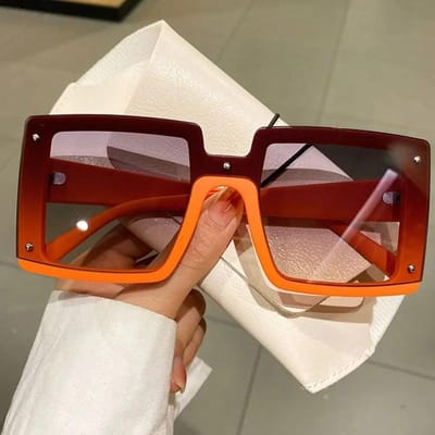 Oversized vierkante zonnebrillen voor mannen en vrouwen, modieuze vintage spiegelzonnebrillen, luxe designer zonnebrillen met UV400-bescherming.