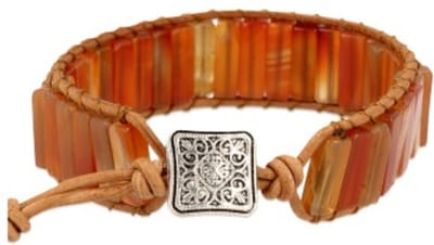 Carneool leren armband gipsy-style