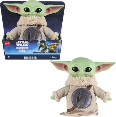 Star Wars The Mandalorian & Grogu Film Grogu Rondel Ontwerp Vinyl Hoofd Zacht Pluchen Lijfje - Knuffel van 15 cm