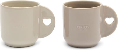 Riviera Maison Mokken set hartje Grijs - Taste & Enjoy Koffiekopjes - Steengoed - 330ml
